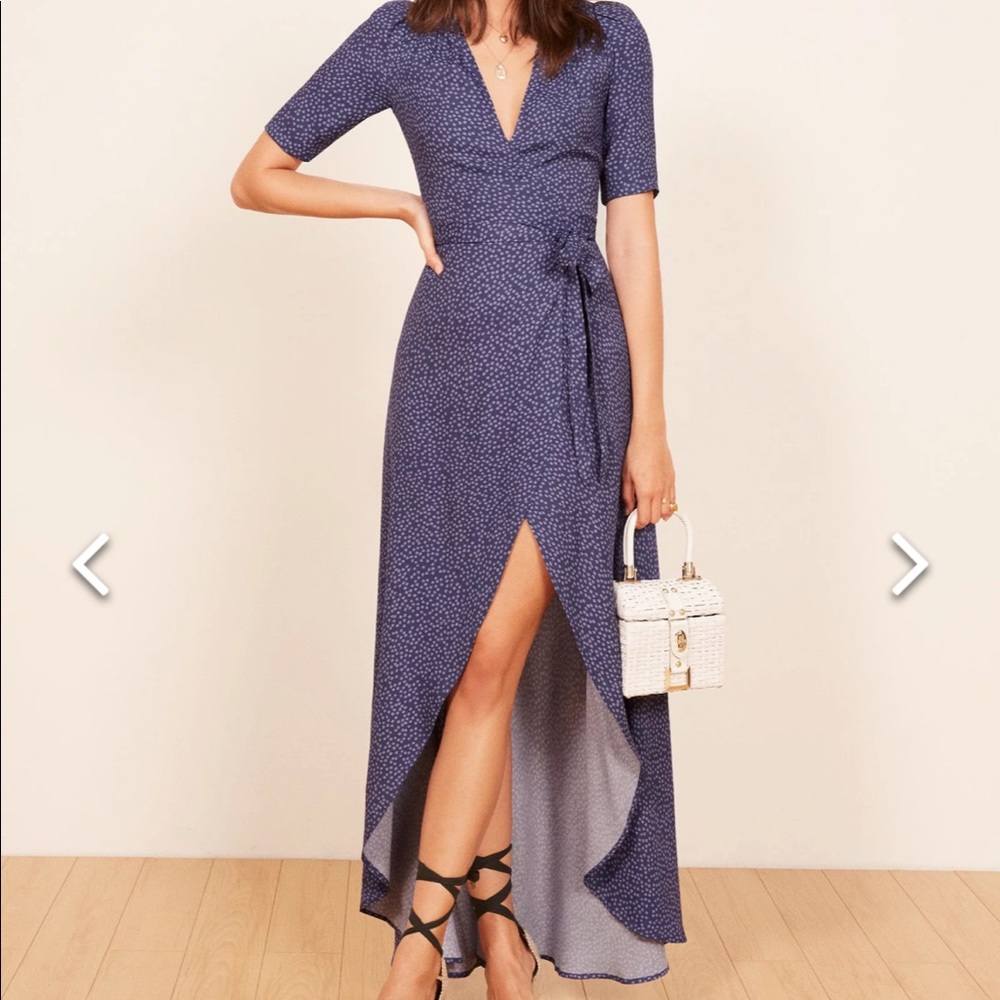 Reformation Foster Dress Blue L